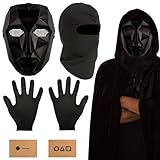 Halloween Masken Kostüm,The Game Maske,Sturmhaube,Schwarz Handschuhe,10 Spielkarte,Koreanische...