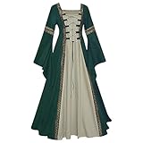 Feynman Damen Mittelalterliche Kleid mit Trompetenärmel, Mittelalter Viktorianischen Königin...
