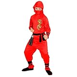 Widmann - Kinderkostüm Red Dragon Ninja, Krieger, Samurai, Faschingskostüme, Karneval