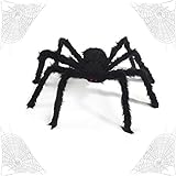 OUOQI Halloween-Spinne,Haarige Spinne,Riesenspinne,75cm Halloween Spinne Deko,Gruselige Spinnen mit...