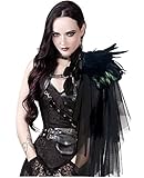 keland Steampunk Natürliche Feder Unregelmäßige Mesh Epaulet Shrug Schulterklappen Halloween...