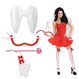 Amor Kostüm Valentinstag,Cupid Kostüm Damen mit Federflügel Engel,Cupid Costume,Amor Pfeil und...