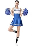 ThreeH Mädchen Cheerleader Kostüm Dame Halloween Kostüm Kleid Cheerleading Kleid Keine Pompons...