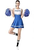 ThreeH Mädchen Cheerleader Kostüm Dame Halloween Kostüm Kleid Cheerleading Kleid Keine Pompons...