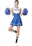 ThreeH Mädchen Cheerleader Kostüm Dame Halloween Kostüm Kleid Cheerleading Kleid Keine Pompons...