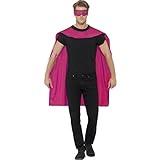 Amakando Superheld Kostüm Superheldenumhang & Maske pink Helden Kostüm Erwachsene Superman Umhang...