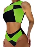 Shego-Kostüm für Damen, Colorblock-Design, Rave-Outfit, Badeanzüge, bauchfreies Oberteil, hohe...