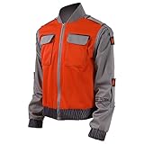 Wandamaga Erwachsenenkostüm Marty Mcfly Herren Jacke Reißverschluss Mantel Anzug (XL)
