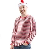 KarnevalsTeufel Herrenkostüm 'Ringel-Shirt' rot/weiß Langarm Karneval kombinierbar mit vielen...