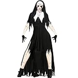 TOPJIAO Halloween Kostüm Damen Horror Nonne Gruselige Kleidung Scary Gothic Vampirkleid...
