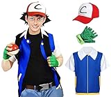 Loiahoer Unisex Trainer Jacke Kostüm Sets Halloween Cosplay Kostüm Handschuhe Hut Hoodie Blau,...
