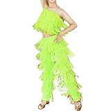 QMIQMI Quasten Latin Dance Dancewear Kostüme Mädchen Salsa Samba Ballsaal Fransenkleid Hosen und...