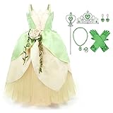 Mädchen Fee Tiana Kleid Prinzessin Frosch Kostüm Fancy Halloween Cosplay Verkleidung Weihnachten...