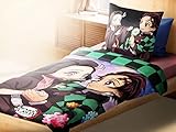 Elbenwald Anime Bettwäsche Demon Slayer mit Nezuko & Tanjiro Motiv mit Reißverschluss für Herren...