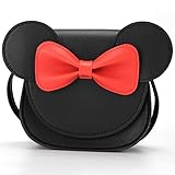 QiMing Little Mouse Ear Bow Crossbody Purse,PU-Schultertasche für Kinder Mädchen Kleinkinder
