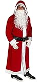 Foxxeo Weihnachtsmann Mantel - Größe M bis XXXXL - mit Kapuze 5 Teile Kostüm mit Gürtel, Bart,...