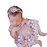 URFEDA Neugeborenen Fotografie Requisiten,Baby Fotoshooting Kostüme,Baby Blumen Spitze Strampler...
