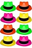 UV FLOOR - 12er Set Neon-Hüte - Spezial Schwarzlicht und Ultraviolett - 4 leuchtende Farben -...