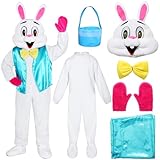 Alaiyaky Osterhasen Kostüm Erwachsene, 7Pcs Maskottchen Kostüm Deluxe Hasenkostüm mit Basket...