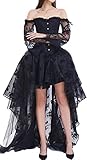 EUDOLAH Damen Schwarz Korsagen Gothic Taille Korset Lang Hauch Bluse Mini Korsett kurz Party...