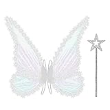 BUZIFU Feenflügel Kinder Schmetterlingsflügel Elfenflügel Glitzernde Schiere Flügel...