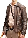Gava Herren Raiders of The Lost Jones Harrison Indiana Brown Leather Jacket Vintage Explorer...