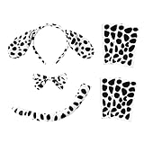 Dalmatiner Kostüm Dalmatiner Hund Ohr Stirnband Fliege Schwanz Set mit 4 Blatt Kleber Filz Pads...
