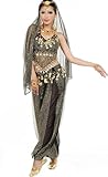 Astage Damen Bauchtanz Kostüme Set Indischer Tanz Darbietungen Kleidung, Schwarz, Fits DE 32-40