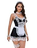 Lakobsy French Maid Dress Cosplay Anime Maid Kostüm für Halloween Damen Maid Kleid Outfit Set