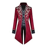 OBEEII Gothic Steampunk Frack Jacke, Herren Vintage Mittellanger Renaissance Viktorianischer Gehrock...
