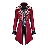 OBEEII Gothic Steampunk Frack Jacke, Herren Vintage Mittellanger Renaissance Viktorianischer Gehrock...