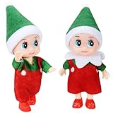 EKKONG Weihnachtself 2-Teilige Weihnachtselfen Wichtelpuppe Mini Figuren Weihnachten Elfen Puppe...