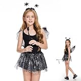Ulikey Spinne Kostüm Mädchen, 4-teiliges Karneval Kostüm Spinne Kostüm, Feenkostüm Kinder mit...