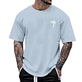 Oversized Tshirt Herren Mode Lose Rundhals Kurzarm Sommer Mode T-Shirt mit Los Angeles Grafik...