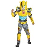 Bumblebee Costume, Muscle Transformer Costumes for Boys, Padded Character Jumpsuit, Kids Size Small...