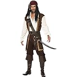 Smiffys 26224 Herren Hochsee-Pirat Kostüm, Oberteil, Kurze Hose, Bandelier, Gürtel und Kopftuch, L