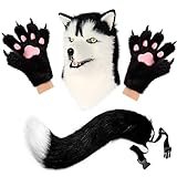 hbbhml Tier Hund Kopf Maske Realistische Pelzige Plüsch Schwanz Klaue Handschuhe Voll Wolf Masken...