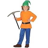 NET TOYS Originelles Zwergen-Kostüm für Kinder - Orange-Blau 10-12 Jahre, 142-148 cm - Hübsche...