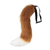 BYNYXI Halloween Kunstpelz Fuchsschwanz, 60cm Lang Tierschwanz Fuchsschwanz Cosplay Plüsch Fuchs...