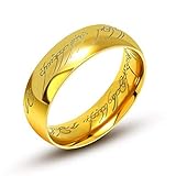 AURSTORE Schmuck „Herr der Ringe“-Ring aus Wolfram, 6 mm, Größe nach Wahl 56-68 mit Kette aus...