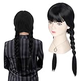 Schwarze Geflochtene Perücke,Perücke Doppelt Geflochten Perücken,Geflochtene Perücke Doppelter...