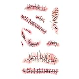 EROSPA Tattoos Halloween Wunden Narben Kratzer genäht Kostüme Make up Zombie gruselig Blut Horror...