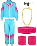 YADODO 90er 80er Jahre Outfit Herren Damen Trainingsanzug Jacke Hose Anzug Accessoires Kleidung New...