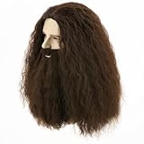 LeMarnia Herren Perücke Dunkelbraun Lange Lockige Haar Bartperücke für Cosplay Halloween Kostüm...