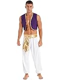 JanJean Herren Halloween Thema Party Kostüm Paillett Weste + Hose mit Gürtel Araber Verkleidung...