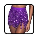 Zookey Pailletten Quasten Rock Rave Fransenrock Rock für Bauchtanz Hüftschal Festival Outfit für...