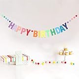 Hefoklu Happy Birthday Banner Geburtstagsdeko Pre-Strung Bunte Dekoration Girlande Erste Baby Dusche...