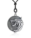 Leuchtet im Dunkeln Hexer Halskette, Geralt's Weißer Wolf Medaillon, Hexer Wolf Halskette, Zink...