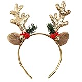 Pomrone Rentier Geweih Stirnband, Weihnachts-Stirnbänder Haarreif Weihnachts Haarschmuck, Mit...