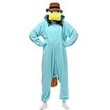 LBJR Erwachsene Animal Jumpsuit Tier Onesie Karneval Overall Kigurumi, M, Schnabeltier Blau
